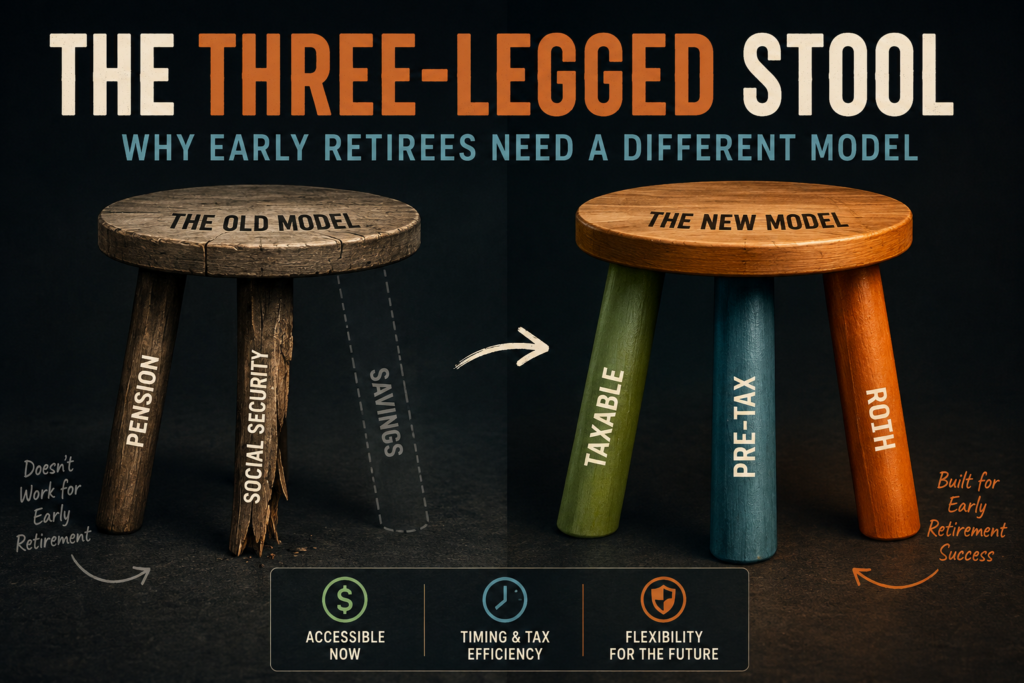 three legged retirement stool