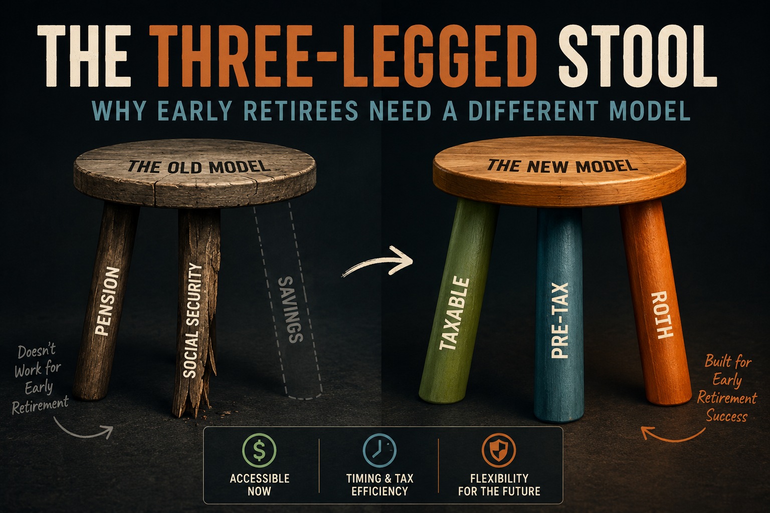 three legged retirement stool
